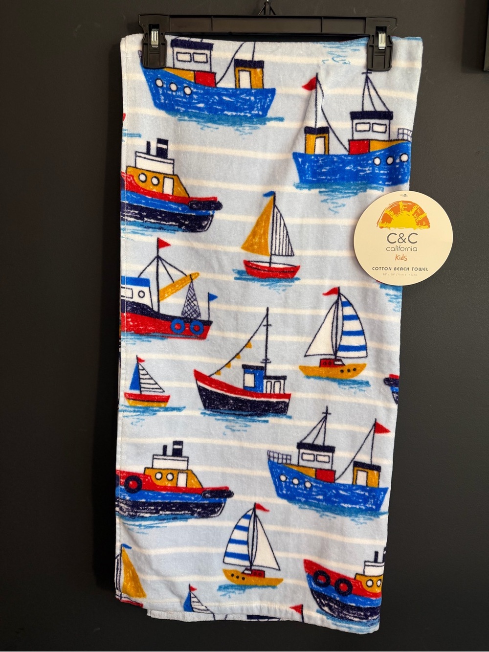 C&C California Kids Cotton Beach Towel - Nautical Boats. NEW